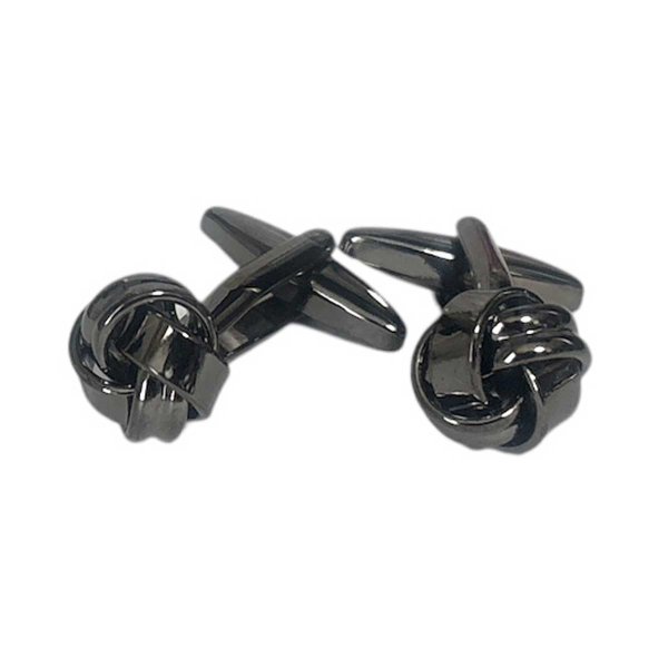 画像1: ガンメタフラットツインケーブルカフスボタン（カフリンクス） (1)