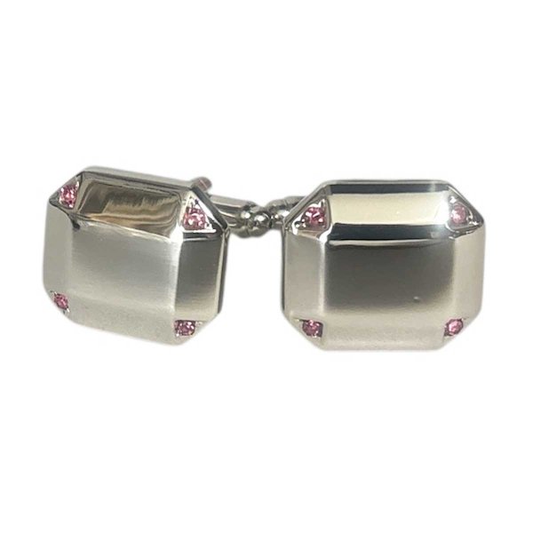 画像1: フォーサイドピンククリスタルカフスボタン（カフリンクス） (1)