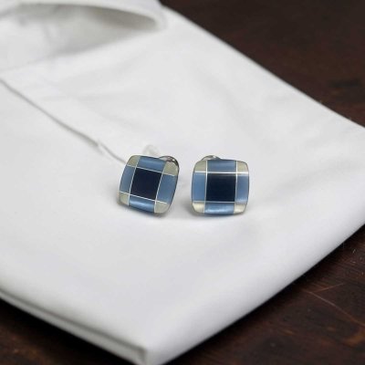 画像2: ブルーネイビーキャッツアイカフスボタン(カフリンクス)