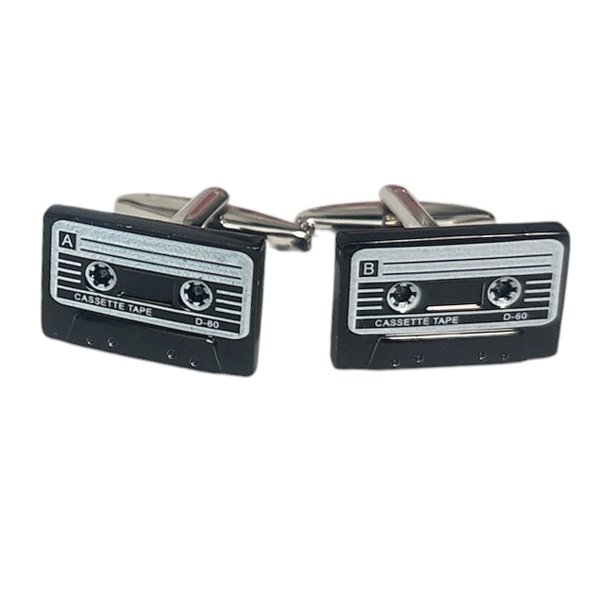 画像1: カセットテープ２カフスボタン（カフリンクス） (1)