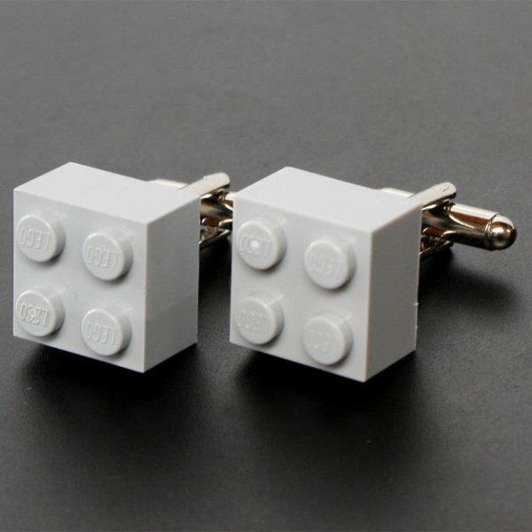 画像1: グレーLEGOブロックカフスボタン（カフリンクス） (1)