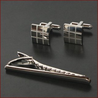 クリスタル付カフス ネクタイピンセット
