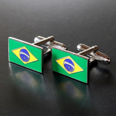 画像1: ブラジル国旗カフスボタン（カフリンクス）