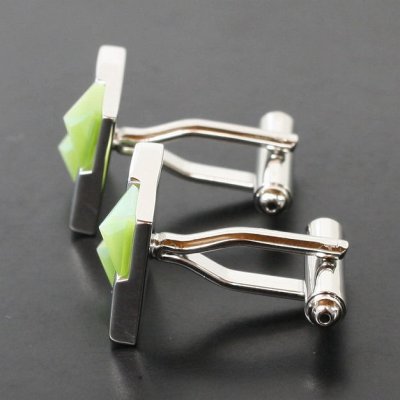 画像2: グリーンキャッツアイ ポインターカフスボタン（カフリンクス）