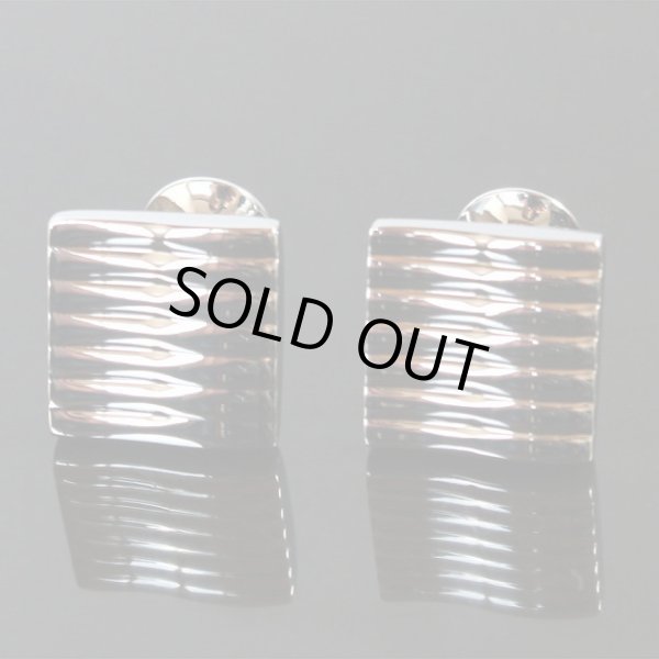 画像1: スクエアー凹凸ラインカフスボタン（カフリンクス） (1)