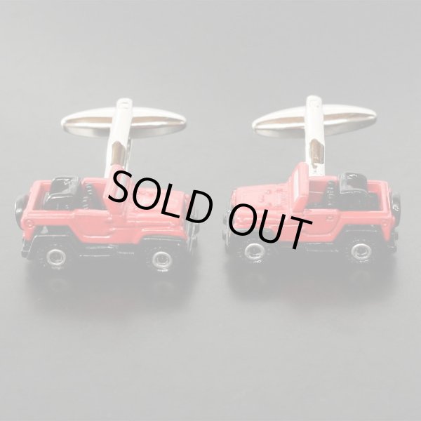 画像1: レッドJeep　ジープ  カフスボタン（カフリンクス） (1)