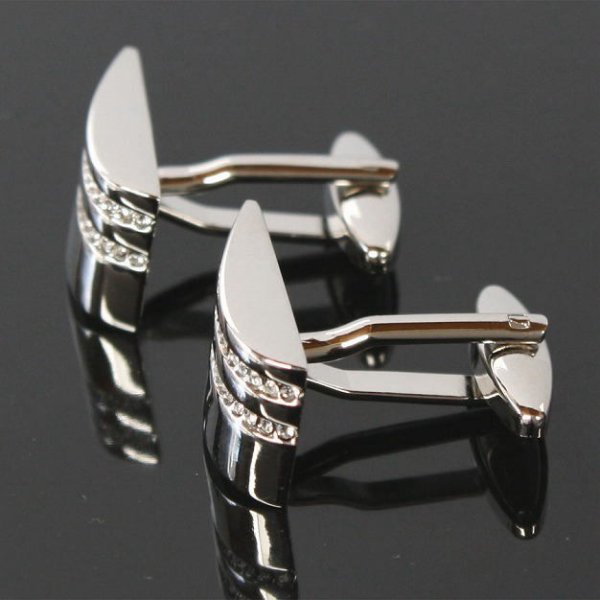 ツーラインクリスタルカフスボタン（カフリンクス） 画像3