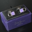 Babette Wasserman バベットワッサーマン  パープルレザー＆南京錠カフスボタン（カフリンクス） 画像3