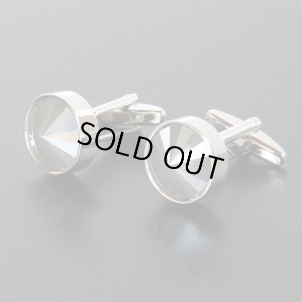 ダークグレースワロフスキー　ラウンドカフスボタン（カフリンクス） 画像3