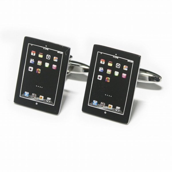 ブラックタブレットPCカフスボタン（カフリンクス） 画像1