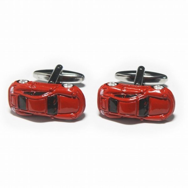 レッドスポーツカーカフスボタン（カフリンクス） 画像1