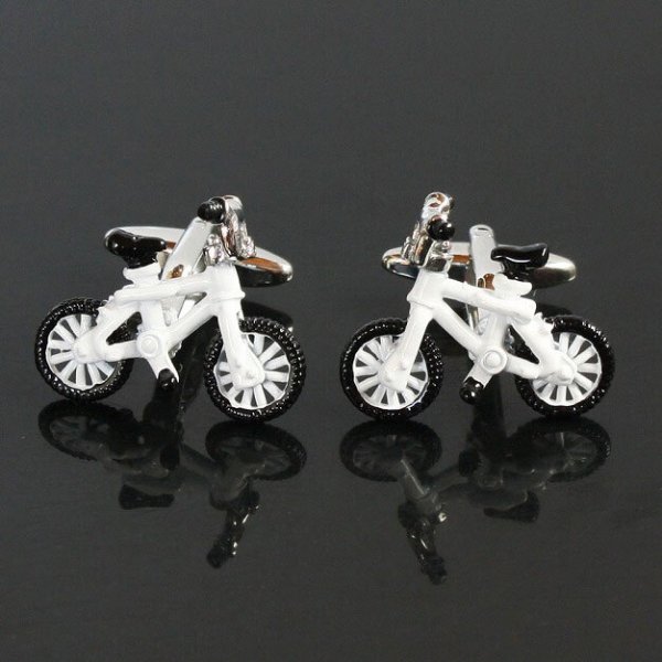 ホワイト自転車カフスボタン（カフリンクス） 画像2