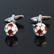 立体レッドサッカーボールカフスボタン（カフリンクス） 画像2