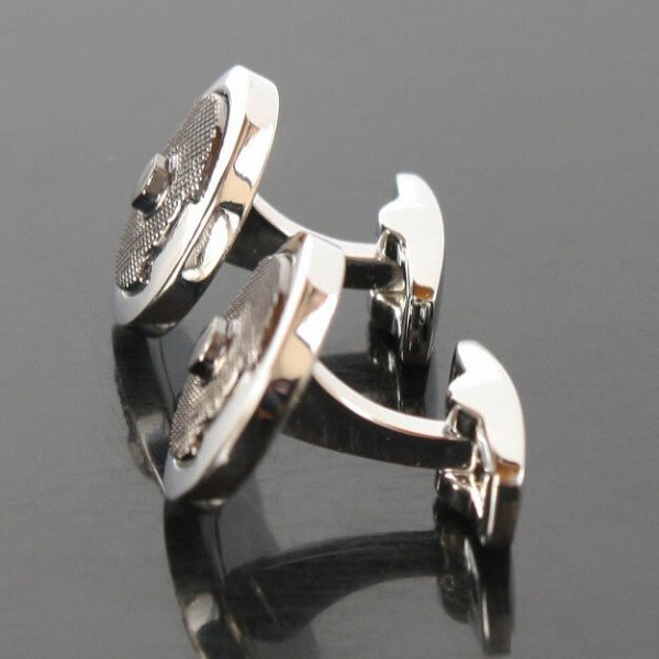 シルバーラウンドメッシュカフスボタン（カフリンクス） 画像3