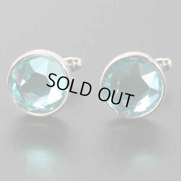 画像1: スカイクリスタルラウンドカフスボタン（カフリンクス） (1)