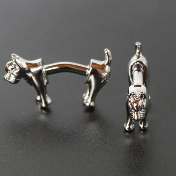 犬モチーフダブルエンドカフスボタン（カフリンクス） 画像2