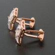 ピンクゴールド4クリスタルスクエアーカフスボタン（カフリンクス） 画像3