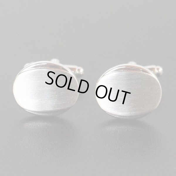 マットシルバーオーバルカフスボタン（カフリンクス） 画像2