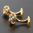 ブルーライン入ゴールドノットカフスボタン（カフリンクス） 画像5