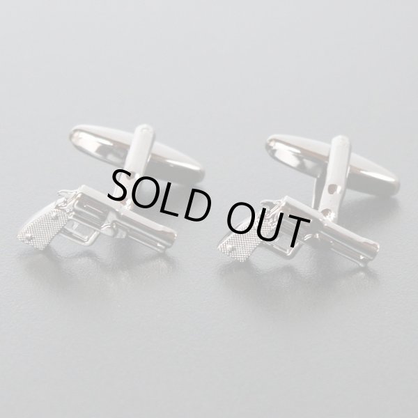 画像1: ガンメタピストルカフスボタン（カフリンクス） (1)