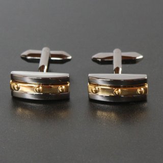 美品★Ermenegildo Zegna オニキスカフリンクス ゴールド オニキス＆ゴールドカフスボタン（カフリンクス）