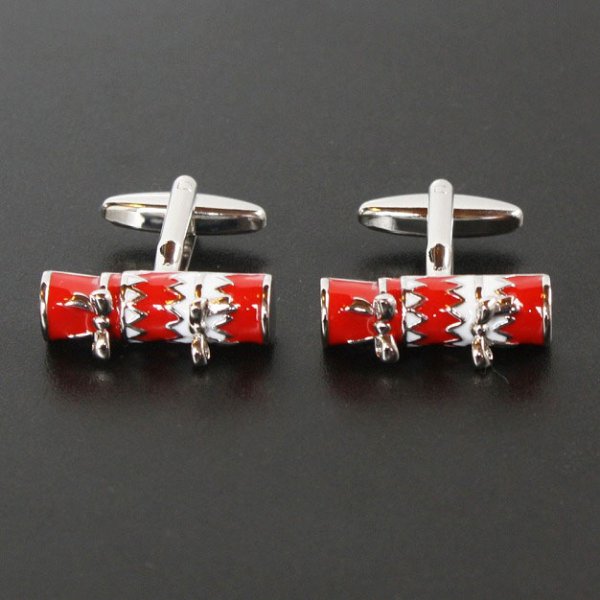 画像1: クリスマスクラッカーカフスボタン（カフリンクス） (1)