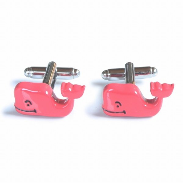 ピンク鯨カフスボタン（カフリンクス） 画像1