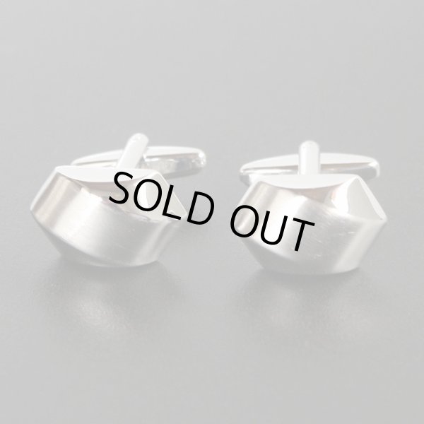 画像1: シルバーマットラインカフスボタン（カフリンクス） (1)