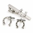 馬蹄カフスボタン・ネクタイピンセット 画像1