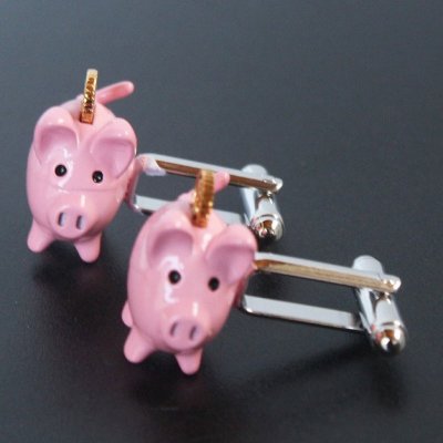 画像2: ピンク豚の貯金箱カフスボタン