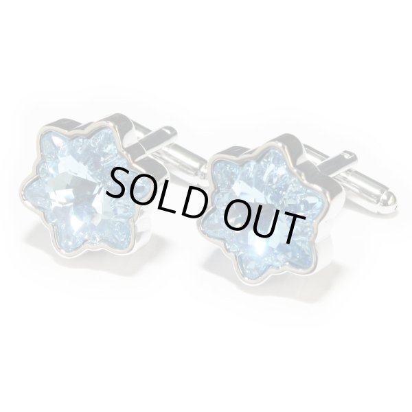 フラワーカットアクアクリスタルカフスボタン 画像1
