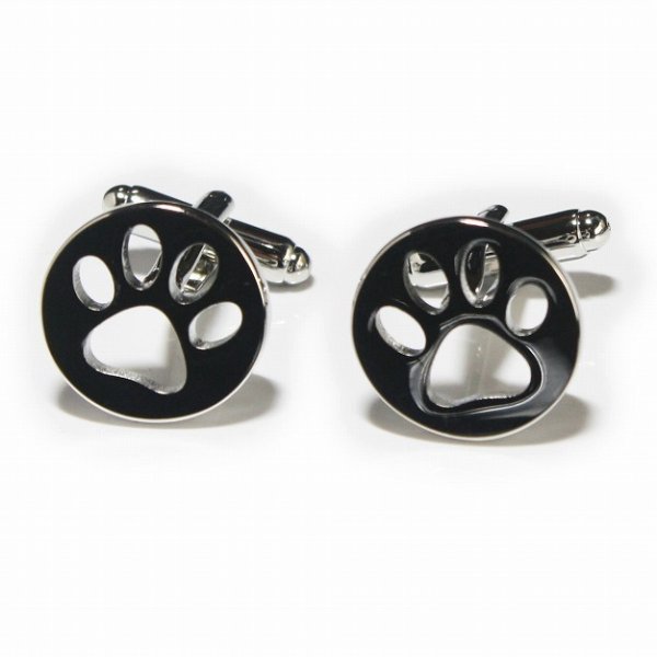 ラウンド猫の足跡カフスボタン 画像2