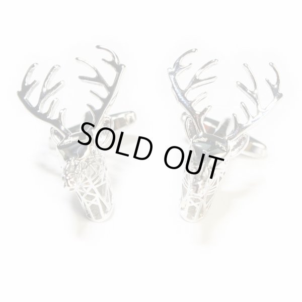 画像1: 鹿モチーフ透かしデザインカフスボタン (1)