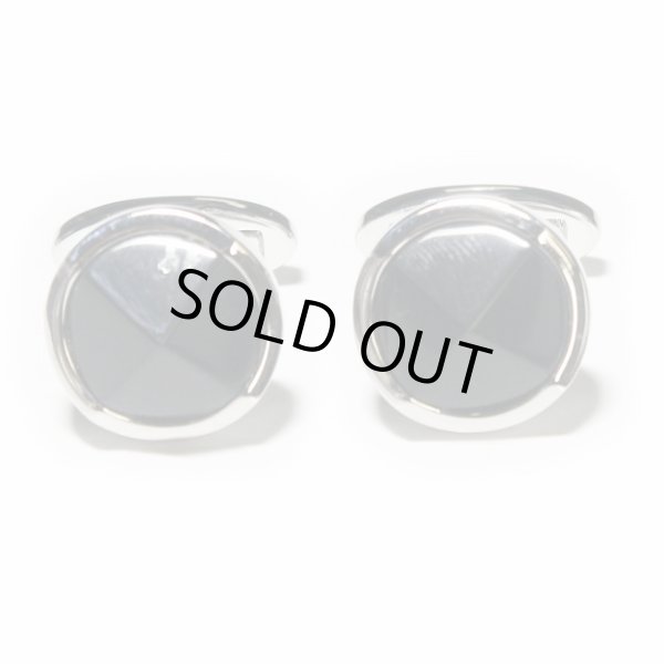 画像1: ブラッククリスタルラウンドカフスボタン (1)