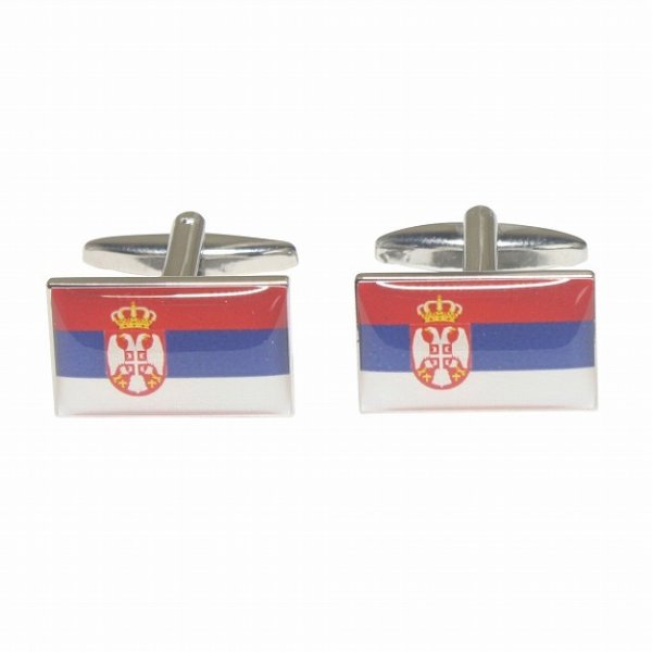 セルビア国旗カフスボタン・カフリンクス 画像1