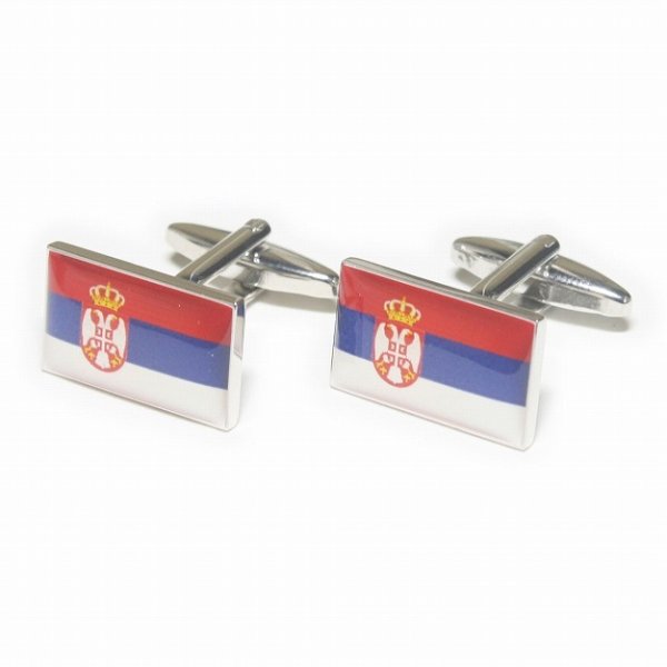 セルビア国旗カフスボタン・カフリンクス 画像2