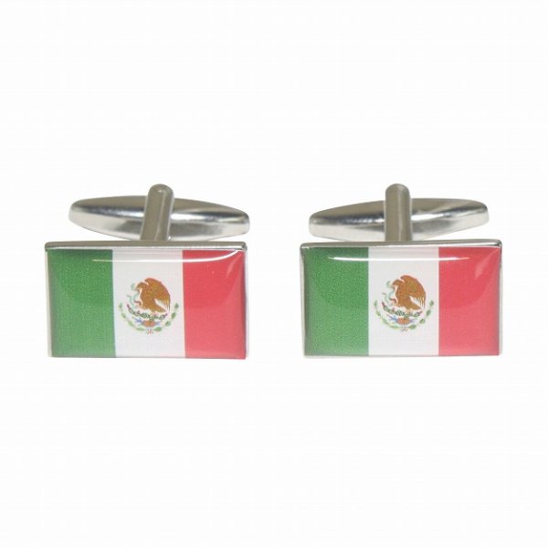 画像1: メキシコ国旗カフスボタン・カフリンクス (1)