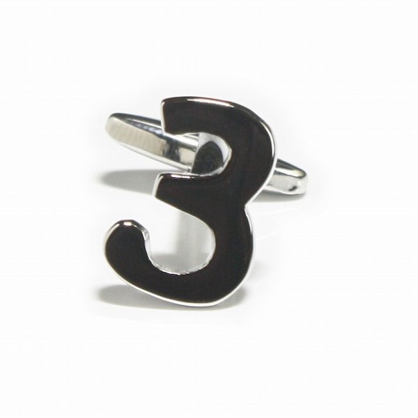 数字の3カフスボタン・カフリンクス（バラ売り） 画像1