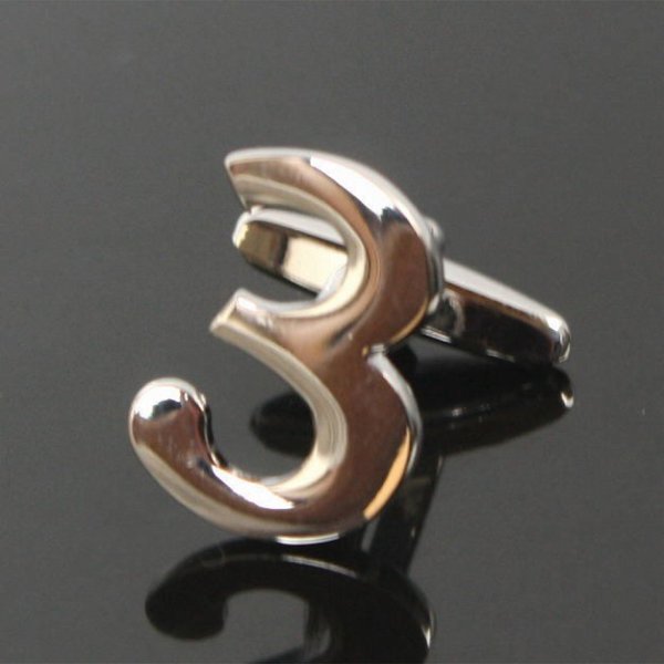 数字の3カフスボタン・カフリンクス（バラ売り） 画像2
