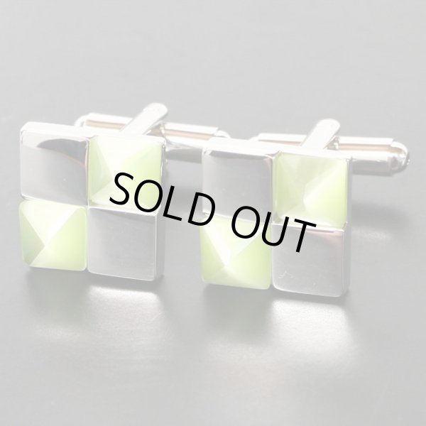 画像1: グリーンキャッツアイ ポインターカフスボタン（カフリンクス） (1)