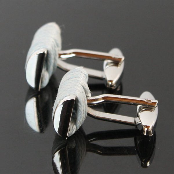 ライトブルーコットンロープカフスボタン（カフリンクス） 画像3