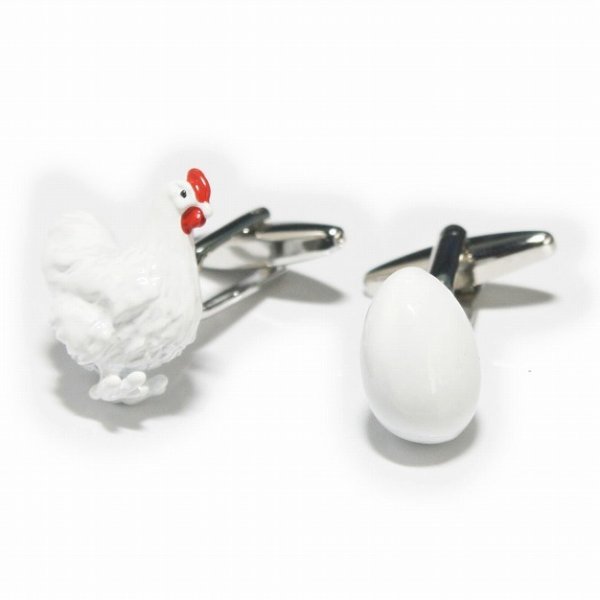 鶏と卵カフスボタン（カフリンクス） 画像1
