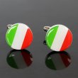 イタリア国旗ラウンドカフスボタン（カフリンクス） 画像1