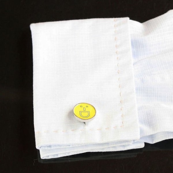 イエロー顔文字カフスボタン（カフリンクス） 画像4