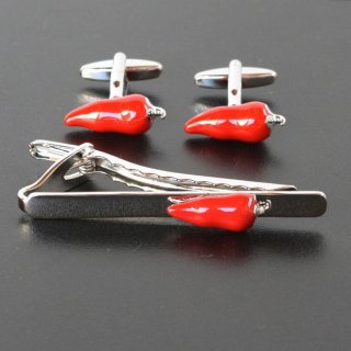 魚の骨モチーフカフス ネクタイピンセット