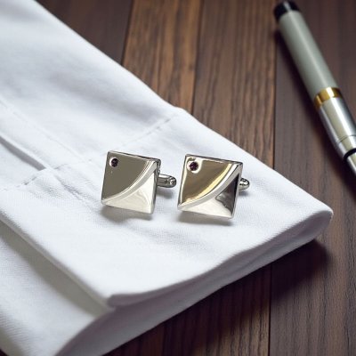 画像1: 2月の誕生石カラー　アメジストクリスタルガラスカフスボタン