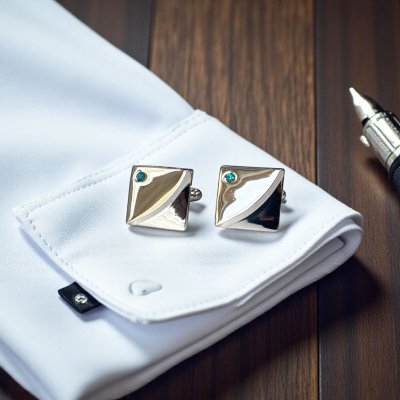 画像1: 5月の誕生石カラー　エメラルドクリスタルガラスカフスボタン