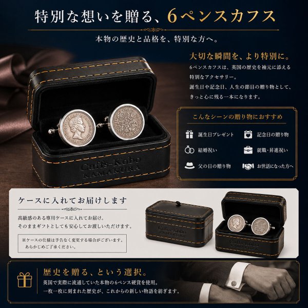 イギリス6ペンス硬貨カフスボタン（カフリンクス） 画像8