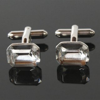 レッドグラデーション3クリスタルカフスボタン（カフリンクス）