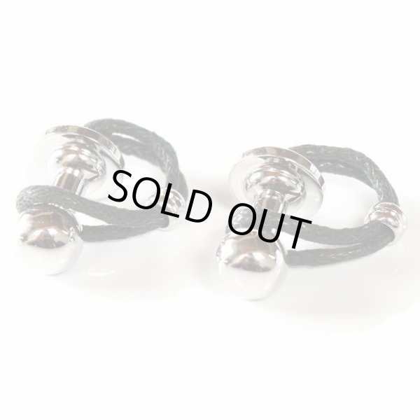 画像1: ブラッククコットンカフスボタン（カフリンクス） (1)